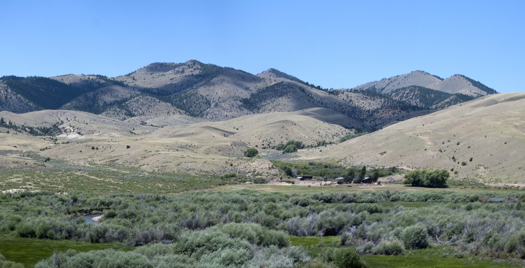 View of Fossil Basin as seen from the eastern side of Ruby Reservoir. This image is a recreation of the shot Herman Becker captured in the late 1950’s that was featured in his Geological Society of America Memoir “Oligocene Plants from the Upper Ruby River Basin, Southwestern Montana” in 1961. (Photo by M. Jared Thomas)
